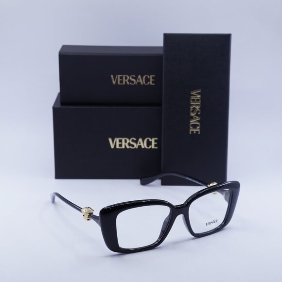 Versace VE3385U GB1 Square Eyeglasses – Shiny Black 53mm - Picture 4 of 9